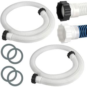 2 Pack 1 1/2 Pool Hose for Above Ground Pool 6ft Pump Replacement Hoses 1.5" EVA Heavy Duty Swimming Pool Hose for Above Ground, Filter Pumps, Saltwater Systems and Sand Filters (White)