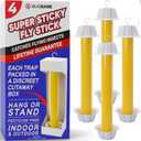 Fly Stick Sticky Fly Traps for Indoors/Outdoors 4pk. Non-Toxic Super Sticky Hanging Fly Catcher Paper Tape Strips for Home. Catches All Bugs and gnats. Indoor Outdoor House Flying Insect Trap.