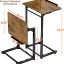 Tv Tray Table, 8-Level Adjustable Height Couch Side Table90 Tilt Angle Adjustments C-Shaped End Table, with Phone & Tablet Slot Sofa Computer Desk for Couch, Sofa, Bed, Chair, Living Room (Brown)