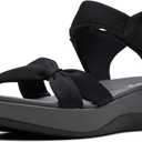 Clarks() Women's Ankle Strap Sandal (8 Wide, Black Textile)