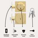 Mega Handles SUANA Entrance Combo, Door Knob and Cylinder Deadbolt and Key Combo, Heavy Duty Locking Door Knobs for Left or Right-Handed Doors Satin Brass