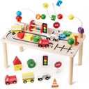 Activity Table for 1 Year Old, 8 in 1 Multi-Colorful Montessori Toys, Baby Activity Table with Bead Maze & Shape Sorter, Toddler Sensory Educational Learning Toys for Birthday Gift Boys Girls