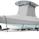 iCOVER T-Top Boat Cover, 600D Heavy Duty Marine Grade Waterproof Tear Resistant Boat Cover for Center Console Boat with T TOP Roof, Fits 16'-18.5' Long Beam Width up to 98", Grey
