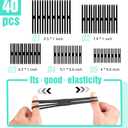 Outus 40 Pieces 5 Size H Band Silicone Rubber Bands Assorted Color Rubber Bands Elastic Rubber Wrapping Bands for Books, Cameras, Art, Cooking, Wrapping, Exercise, Bag Wraps (Black)
