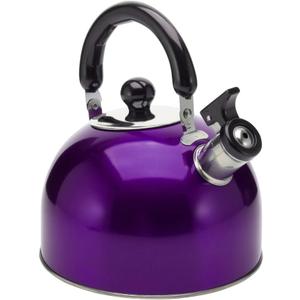 YBM Home Stainless Steel Stovetop Whistling Tea Kettle 3L with Handle, Induction Compatible - Purple
