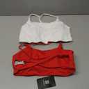 SUUKSESS Women 2 Piece Open Back Sports Bra Pack Strappy Workout Gym Yoga Crops (White & Red, M)