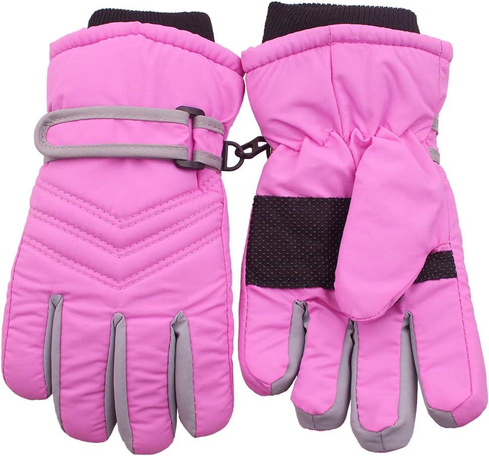 Kids Waterproof Winter Gloves Toddler Snow gloves Ski Gloves For Little Boys Girls (6-8Years, Light Pink)