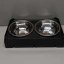 COMESOON Elevated Dog Bowls, 4 Height Adjustable Raised Bowl Stand with 2 Thick 50oz Stainless Steel Food Bowls Non-Slip Feeder Adjusts to 3.7'', 9.2'', 10.75'', 12.36'' Black, (DB-W01) (8" for Medium Dogs)