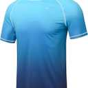 Satankud Men's UPF 50+ Rashguard Swim Tee Short Sleeve Running Shirt Swimwear Swim Hiking Workout Shirts (X-Large, 07- T6- Blue Gradient)