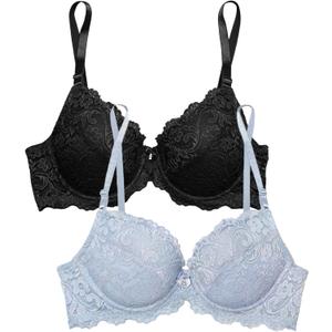 Smart & Sexy Women's Signature Lace Push-Up Bra-Perfect for Seeking Effortless Style and Comfort, Mineral Water/Black Hue, (38) 38D Smart & Sexy Women's Signature Lace Push-Up Bra-Perfect for Seeking Effortless Style and Comfort, Mineral Water/Black Hue, (38) 38D