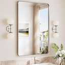 TokeShimi 24x36 Brushed Nickel Bathroom Mirror,Wall Mirror for Bathroom with Tempered Glass,Nickel Bathroom Vanity Mirror for Over Sink,Aluminum Framed Mirror(Horizontal/Vertical)