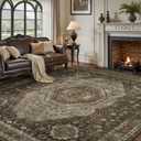 RESARE-Area Rug 9X12 Rug for Living Room-Machine Washable Rugs for Bedroom-Soft Vintage Brown Non Slip Carpet- Rug for Dining Room Office Under Bed or Table (9ft X 12ft)