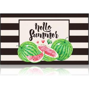 Zhanmai Welcome Mats Door Mat Indoor Entrance Cute Decorative Outdoor Doormats Non Slip Outside Door Mats for Front Spring Rugs, 16" x 28"(Watermelon)