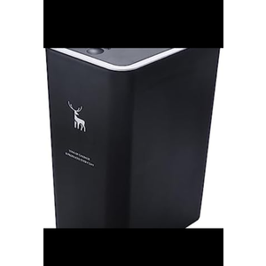 Trash Can with Lid, 15L Garbage Can with Press Spring Cover, Modern Waste Basket Portable Dustbins Narrow Waste Bin for Kitchen Bedroom Bathroom Living Room Office, Deer Style Black
