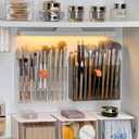 2 x Wall-mounted Makeup Organizers, 16-Slot Eyeliner Lip Liner Organizer Holder, Makeup Organizer for Brush, Makeup Pencils, Concealer Pencil Display Case for Vanity Bathroom (Transparent White)