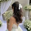 Atoden Bride Hair Claw Clips Rhinestone Bride Logo White Large Acrylic Clips for Bridal Shower Bachelorette Party Decorations Wedding Hair Accessories Engagement Bridesmaid Gifts