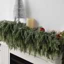 Christmas Cedar Garland Artificial Realistic Real Touch Soft and Thickness Greenery Faux Cedar Pine Garlands for Home Fireplace Table Mantel Indoor Outdoor Holiday Party Xmas Winter Decoration9FT