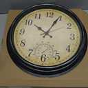 16 Inch Large Outdoor Clock, Waterproof Wall Clock with Thermometer, Battery Operated Silent Non-Ticking Vintage Wall Clock Quartz Round Clock Home Decor,Black Bronze