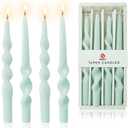 10 Inches Spiral Taper Candles Sticks Mint Green Twisted Candle Dripless Unscented Long Candles, Handmade Candlesticks for Wedding Dinner Decor, Set of 4