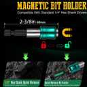 PH2 Long Phillips Screwdriver Bit Set 12 Pack Mixed Length Phillips Impact Driver Bits with High Magnetic Bit Holder, S2 Steel, 1"/2"/4"/6" Magnetic Driver Bits