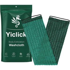 Yiclick Dual-Textured Exfoliating Washcloth Towel - Back Scrubber for Use in Shower Bath