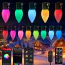 Brightown C9 LED Christmas Lights Outdoor, 150 LED RGB Smart Christmas Tree Lights with Music Sync APP Controlled, Waterproof Connectable C9 String Light for Indoor House Party Patio Garden Decor (99 Ft)
