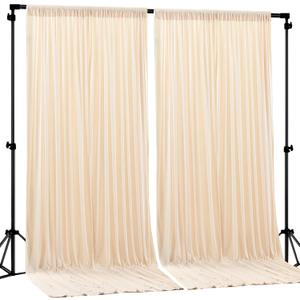 Deep Champagne Backdrop Curtain 2 Panels-Wrinkle-Free Curtains Polyester Photography Drapes for Baby Shower Birthday Party Photo Background Backdrop Stand- 8 X10FT (Champagne)