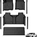 T TGBROS Floor Mats for 2019-2026 Chevy Silverado GMC Sierra 1500 2500HD 3500HD Crew Cab with Tailgate Mat Anti Slip Driver Pad Door Sill Protector TPE Floor Liner Set 8PCS