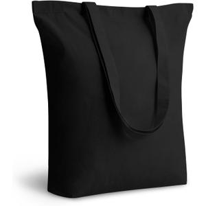 TOPDesign 1-Pack Cotton Tote Bag with 4" Gusset, 15"x16"x4" Economical Lightweight Reusable Grocery Shopping Cloth Bags, Bulk Blank Plain Totes for DIY, Vinyl, Sublimation, Gift (Black)