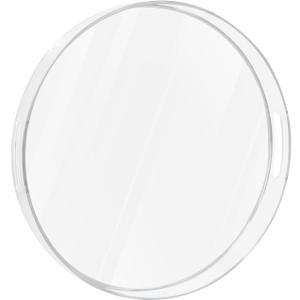 MAONAME Clear Round Serving Tray with Handles, 13" Plastic Clear Tray, Round Decorative Tray for Coffee Table, Ottoman, Bathroom, Vanity
