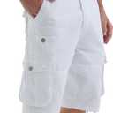 Cargo Shorts for Men Multi Pockets Mens Shorts Below Knee Casual Hiking Summer Shorts (34, White)