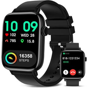 Smart Watch for Men - 1.90" HD Touch Screen Smartwatch, Bluetooth Call, Fitness Tracker with 120+ Sport Modes, Heart Rate & Sleep Monitor, IP68 Waterproof Smart Watches for Android & iPhone, Black
