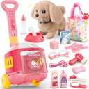 Dog Toys for Kids Girls with Puppy Stroller,Realistic Robot Interactive Stuffed Dog and 16 Pcs Toy Dog Accessories,Puppy Pet Care Pretend Play Set for 3 4 5 6 7 Year Old Toddler Girls Birthday Gifts