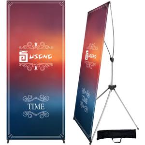 USCNC X Banner Stand Adjustable Fit Banner 23 x 63 to 32 x 78 Inch, Portable Travel Bag, Bigger, More Adaptable Advertising, Stores, Tradeshow, Restaurant, Event, Birthday & Party (2 PACk)