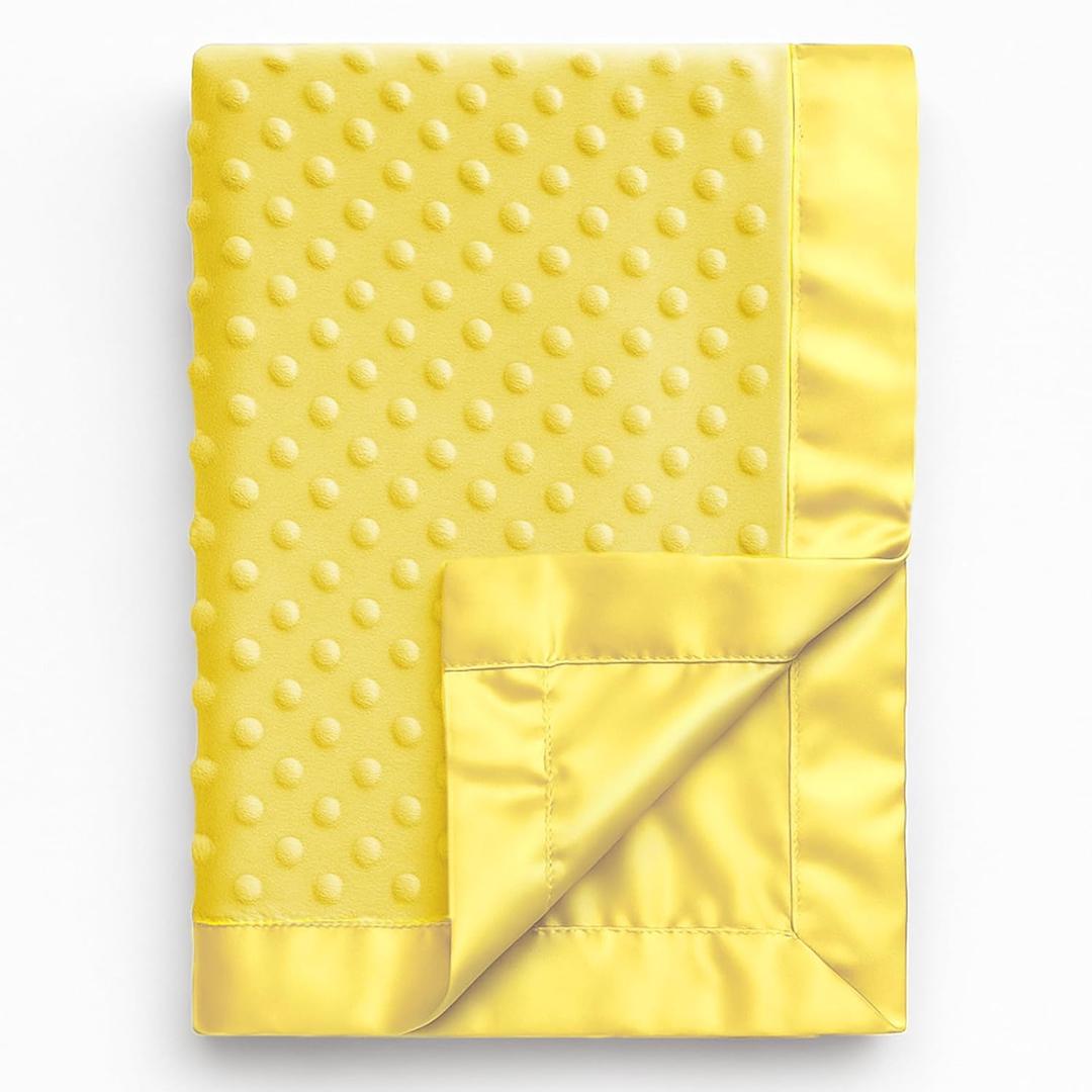 Pro Goleem Baby Soft Minky Polyester Blanket with Satin Backing Baby Gifts for Boys and Girls Pet Blanket for Dogs/Cats/Puppies (Yellow, 30 x 40)