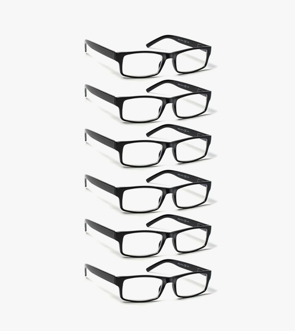 6 Pack Reading Glasses Traditional Frames for Men and Women Readers with Spring Loaded Hinges +2.00