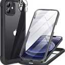 Miracase Glass Series for iPhone 12/12 Pro Case 6.1 inch, Upgraded Full-Body Rugged Phone Bumper Case Cover with Built-in 9H Tempered Glass Screen Protector and Camera Protector, Black