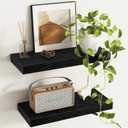 Fun Memories Deep Floating Shelves - 16" W x 9" D x 1.6" H Rustic Black Wall Shelf - Wall Mounted Shelves for Storage - Wooden Shelves with Invisible Brackets for Living Room, Farmhouse - Set of 2