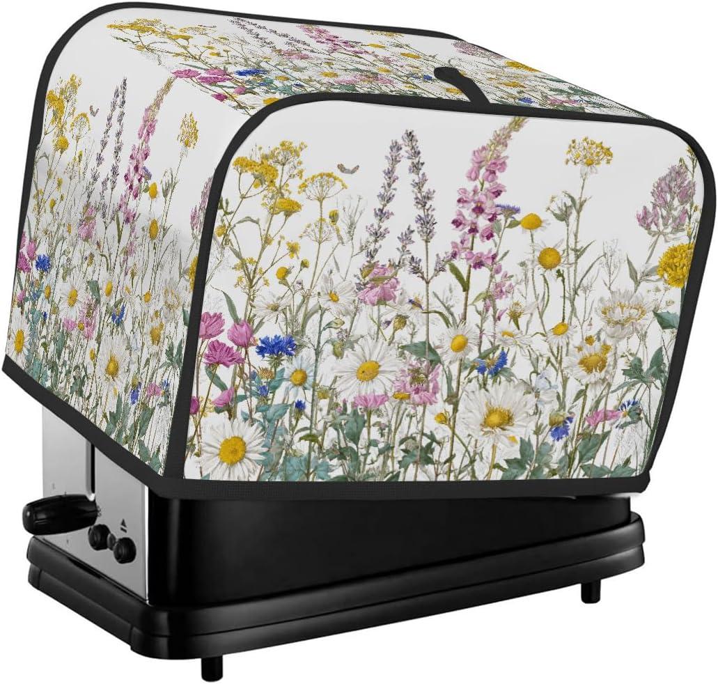 4 Slice Toaster Cover Spring Wildflowers Bread Machine Cover Lightweight with Top Hook Washable Waterproof Kitchen Decor Small Appliance Covers Dust Protection Universal Size,A-30