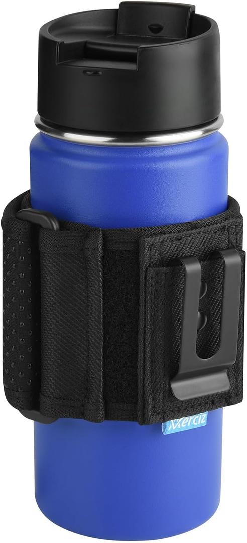 Xxerciz Water Bottle Carrier Holder with Adjustable Shoulder Strap Universal Bottle Sling for Walking Hiking Camping (Belt Clip)