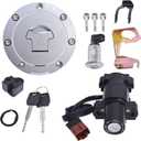 Ignition Switch Gas Fuel Tank Cap Seat Lock Key Set Replacement for Honda CBR600F4i CBR1100XX CBR900RR CBR600RR CBR1000RR CBR929RR CBR954RR VTR1000 VFR800 Black