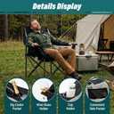 2-Pieces Heavy-Duty Oversized Portable Folding Camp Chair for Adults-Padded Seat, 500lbs Support, Cup Holder, Cooler Pockets for Outdoor, Beach, Fishing, Garden (Black & Light Gray)