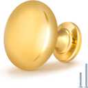 Polished Brass Cabinet Knobs 20 Pack, Solid Gold Round Knob for Drawers Dresser, 1 1/5 Diameter Pull Handle