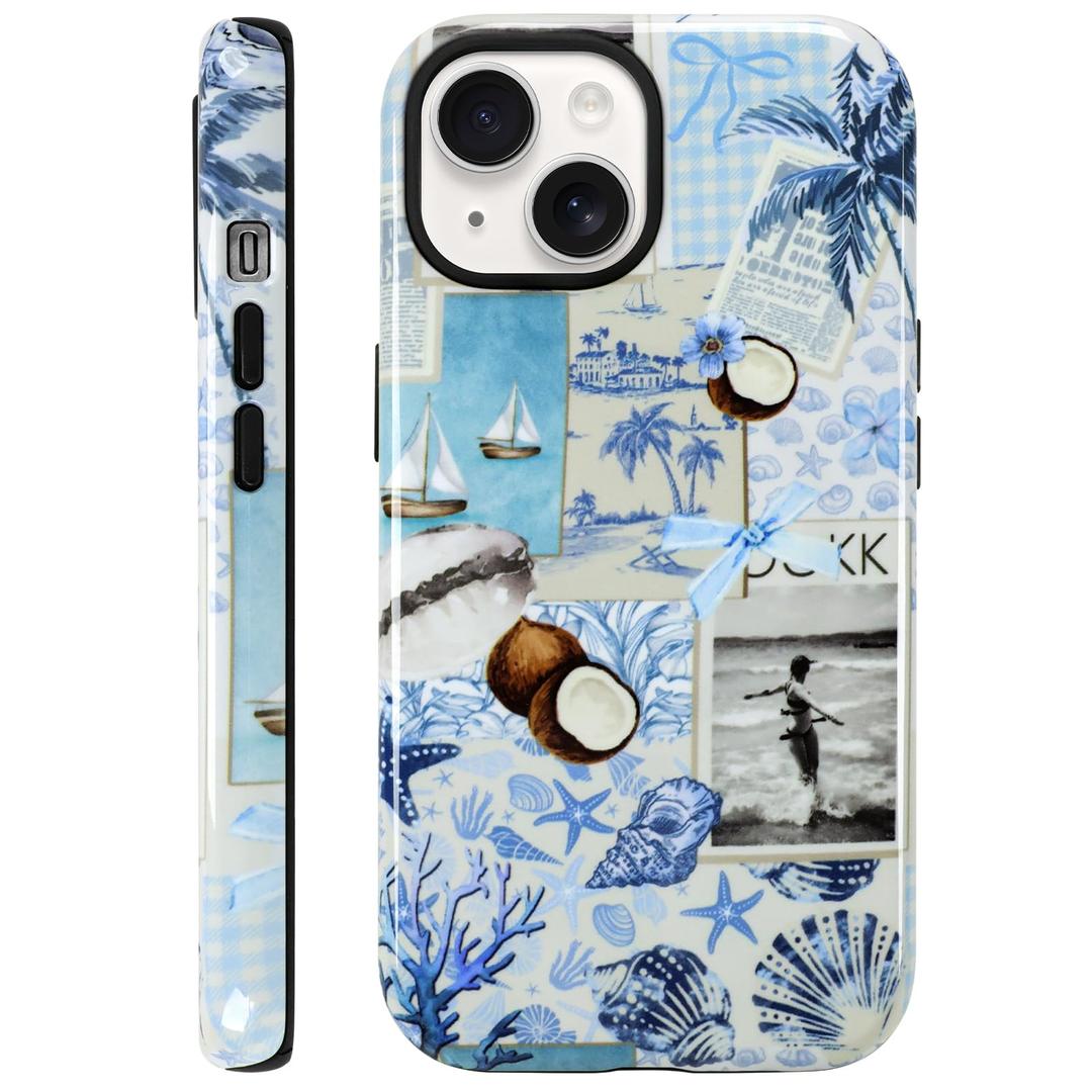 KANGHAR Magnetic Designed for iPhone 15 Case, Cute Blue Summer