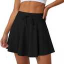 Caracilia Women's Athletic Tennis Skort, Drawstring High Waisted Built-in Shorts, Casual Skirt for Summer Daily Wear & Sports XL