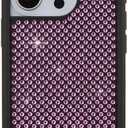 Wildflower Cases - Compatible with iPhone 16 Pro | Protective Black Bumper, 6.5ft Drop Test Certified, Women Owned Small Business | Trendy Sparkle New Cute Diamond | Rhinestone Collection - Pink