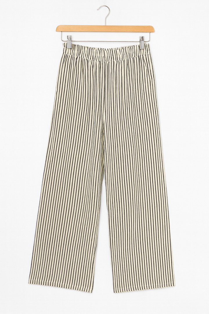 Women's Wide-Leg Striped Pants – XL, 100% Polyester, Lightweight & Breathable