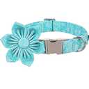 Lionet Paws Dog Collar with Flower - Cute Cotton Adjustable Flower Dog Collar with Metal Buckle for Small Dog Girl Boy, S, Neck 10-16in