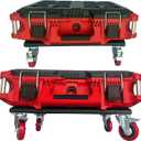 Upgrade Tool Box Dolly, Push Cart Dolly Compatible with Milwaukee Packout Toolbox, Thickened Carbon Steel Frame, Larger Wheels with Brake, Up to 330lbs