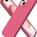 ORNARTO Compatible with iPhone 15 Case 6.1, Slim Liquid Silicone 3 Layers Full Covered Soft Gel Rubber Phone Case, Anti-Scratch Shockproof Protective Cover 6.1 Inch, Rosy Blush